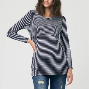 Stripe Swing Back Nursing Top Indigo / White
